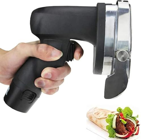 Weyot Cuchillo de Kebab de Pavo Profesional, Cortador Comercial inalámbrico de Acero Inoxidable, Espesor Ajustable de 0-8 mm