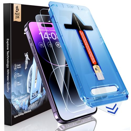 MAGIC JOHN 2 Stück für iPhone 14 Pro Max Schutzfolie(6,7 Zoll), Auto-Dust-Eliminierung, 9H Härte Folie, Ultra-Klar Displayschutzfolie, Bläschenfrei, Einfache Installation