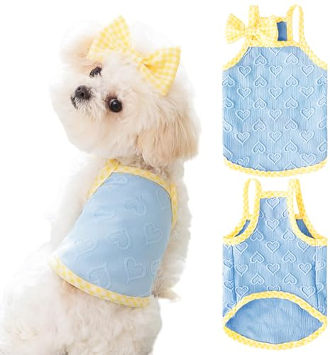 Fnaobai VêTements d'été pour Chiens Gilet de Coeur pour Chiot Débardeur sans Manche Respirant pour Petit Chien Moyen Chat