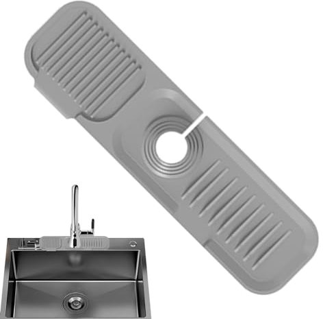 Gdiojnfg Kitchen Sink Splash Guard, Tap Mat for Kitchen Sink, Flexible Sink Mat for Kitchen, Wear-Resistant Catcher Tray for Restaurant, Cafe, Dining Room, Splash Guard for Countertop