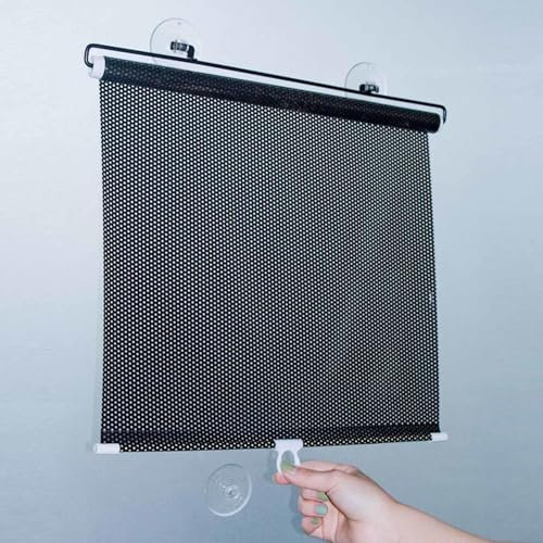 Suction Cup Roller Blinds, Blackout Curtains, 40/45/50/58/68cm, Adjustable Temporary Blinds, No Drill Sunshade, Retractable Privacy Curtains, Portable Lightweight Curtains,Black-40x60cm/16x24in