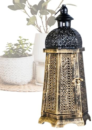 Portacandele in stile marocchino, decorazione rustica, portacandele vintage in metallo, decorazione per la tavola, casa, fattoria, scaffali, patio, 2 dimensioni variabili
