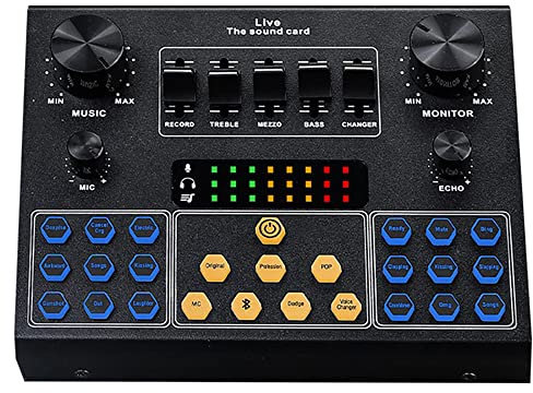 MRKU Interfaz de Audio con Mezclador de DJ y Tarjeta de Sonido, Estudio de producción de podcasts portátil Todo en uno para Guitarra, transmisión en Vivo, PC, grabación y Juegos