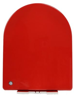 Giural Copriwater Sedile WC Colorato A Forma di D, Tavoletta WC con Chiusura Ammortizzata, Sedile WC A Sgancio Rapido, Facile da Pulire, con Paraurti Antiscivolo per Il Bagno,Rosso