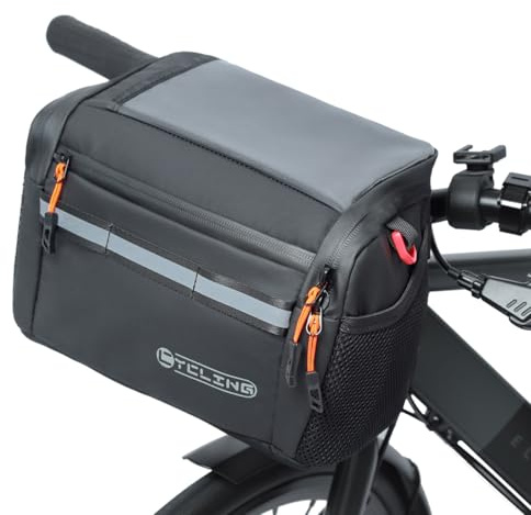 Danuosie Bike Handlebar Bag, Insulated Cooler Front Frame Bag with Touch Screen Phone Holder, 4L Water Resistant Bicycle Basket Storage Pouch, Convertible Shoulder Pack for Ebike MTB Road