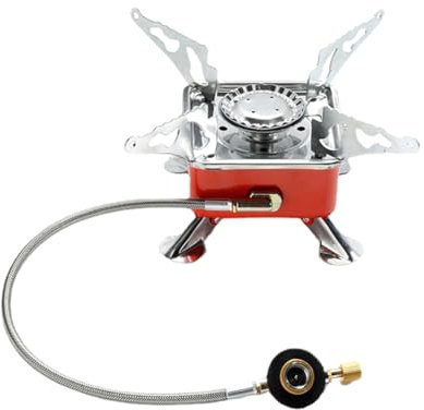Qerwsdty Hornillo de gas para camping, mini estufa de gas, gran potencia, radiador, estufa de gas, utensilios de cocina, utensilios de cocina portátil, barbacoa, barbacoa