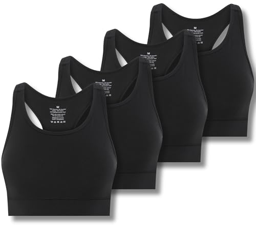 FM London 4pk Racerback Sports Bra (UK, Alpha, S, M, Regular, Regular, Black)