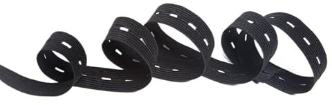 Cinta Elastica Costura Banda elástica de punto con ojal de 5 metros, 15-25MM de ancho, correas de alambre de costura, accesorios de costura DIY Blanco/Negro Goma Elastica Manualidades(Black,25mm 5mete