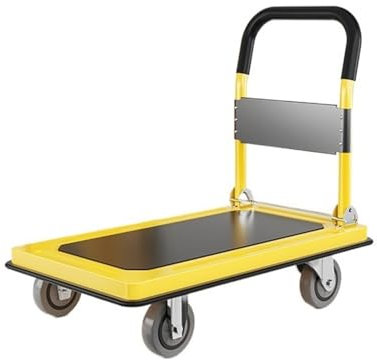 Chariot à plateau Chariot for tirer des marchandises, camion à plat robuste, remorque de transport, chariot de clôture à quatre roues domestique, chariot pliant silencieux Chariot pliable(Red)