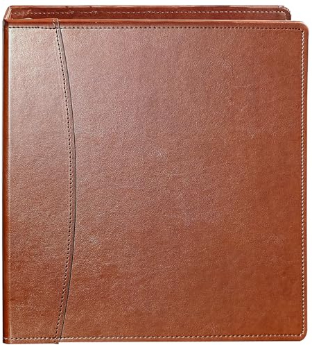 Beautyus Vintage Faux Leather 3-Ring Binder, 2-Inch Spine, Round Ring, Fits Letter Size 8.5 x 11 Paper, Built-in Interior Pockets, Professional Document Binder (Brown, 2 Inch)