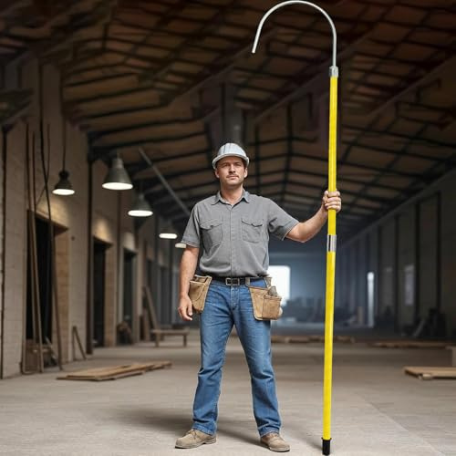 High Voltage Insulated Rescue Hook Hot Stick - Electrical Rescue Hook with Aluminum Hook, Firefighting and Safety Pole for Electrician, Emergency,Rescue(10 ft)