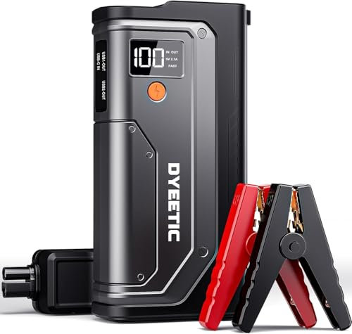 Starthilfe Powerbank 7000A, Auto Starthilfe für 12V Fahrzeuge (alle Benzin und 12,0L Dieselmotoren), 12V Auto Batterien Booster mit LED Taschenlampe Tragbare USB Ladegerät und Starthilfekabel