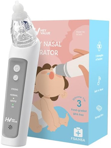 Nasensauger Baby, Nasensauger Baby Elektrisch, Elektrischer Nasensauger Baby Staubsauger Wiederaufladbar Mit 3 Saugstärken Musik Funktion Und 3 Größen Silikon Tipps