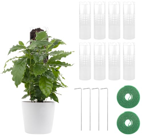 LDHHYH 8 Pack Plastic Moss Pole for Plants Monstera, 60cm Monstera Poles Moss Stick for Climbing Plants, Plant Poles Support with 2m Twist Ties for Plants Indoor Support