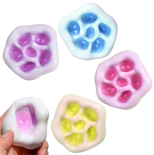 Druvor stressboll 4 st druvstressboll pärlor stressboll antistress leksak liten pärlklämboll anti-stress leksak bollar för knådning, tryck och avkoppling (6 cm)