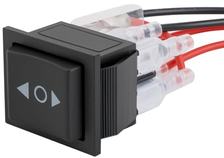 Momentaner Wippschalter 6-polig 3-Position EIN/AUS/EIN DPDT Polaritätsumkehrschalter 10A DC 12V/AC 110V-220V Motorsteuerungsschalter mit Kabel für Auto Boot Gleichstrommotor (KCD2-223-M-JT)