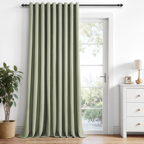 MRTREES Sage Green Thermal Blackout Curtains, Wide Width 200 x Height 210 cm, 1 Piece, Thermal Curtain with Eyelets for Living Room, Bedroom