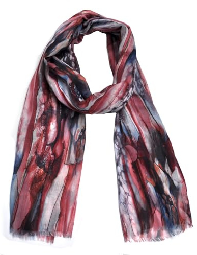 Generisch Seidenschal, Klassisches langschal Design, Tuch Damen Schal Farbverlauf, Seide-Baumwolle, 178 x 50 cm, 50% Silk 50% Cotton