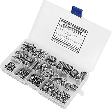 Leapiture 200 pièces insert de filetage en acier inoxydable 304 M3 à M12 insert de filetage intérieur ensemble assorti pour renforcer les filetages dans le bois plastique