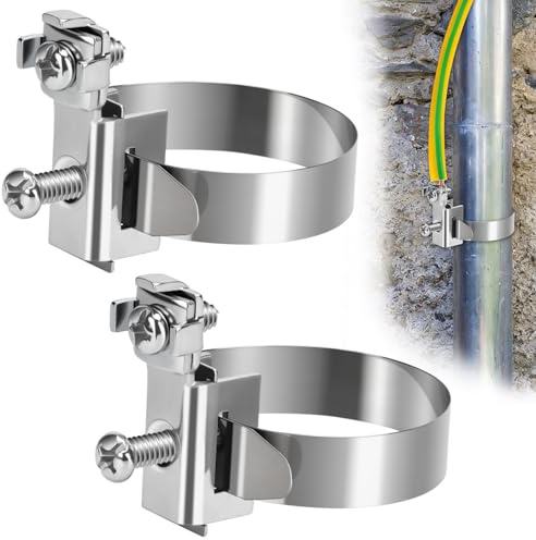 Fascetta di Messa a Terra in Acciaio Inox Zincato(2, 8-52mm) | Morsetto di Messa a Terra per Fascette per Cavi Protezione Contro i Fulmini