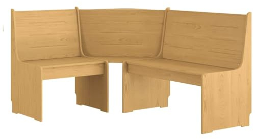 Foknhdi Eckbank Reine 151 cm aus Kiefer Massivholz - Rustikale Küchenbank mit Rückenlehne in Honigbraun - Eck-Sitzbank für Esszimmer und Wohnzimmer - Beidseitig montierbar