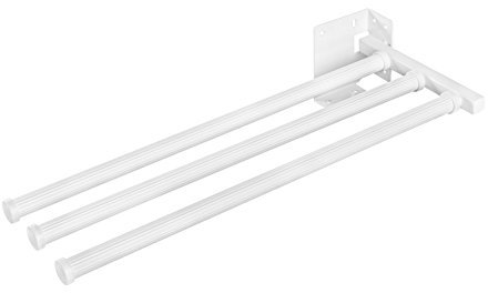 Design Handtuchstange ausziehbar | SECCO 3143-90 | 1 Stück Handtuch-Auszug 3-armig | Handtuchreling weiß - Länge: 430 mm für Schrankmontage | Teleskop Handtuchhalter Stahl Made In Germany