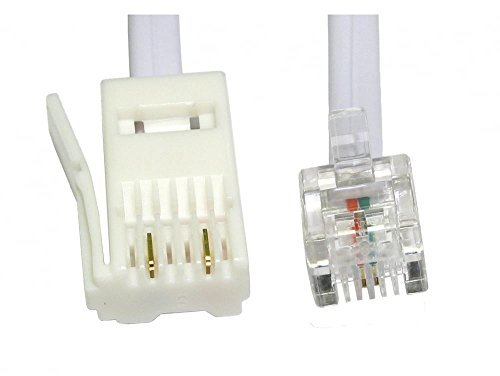 RGB Networks Ltd - Cavo di prolunga BT da spina BT a spina RJ11, (tipo crossover a 2 pin) per modem telefoni fissi UK (non un cavo rollover) (2 m o 2 m)