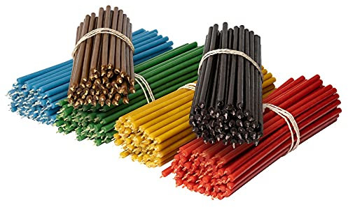 Diveevo Kirchliche Bienenwachskerzen №80-300 Stück Hochwertig und durchgefätbt L-18,5 cm Ø-6,1 mm 60 Min Brenndauer in Gelb Rot Grün Blau Weiß Schwarz I 1,5 kg dünn, tropf- und rauchfrei