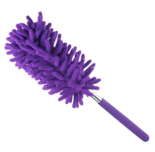 sourcing map Microfiber Duster for Cleaning, 11 to 31 Inch Washable Extendable Brush for Window, Furniture, Ceiling Fan, Purple