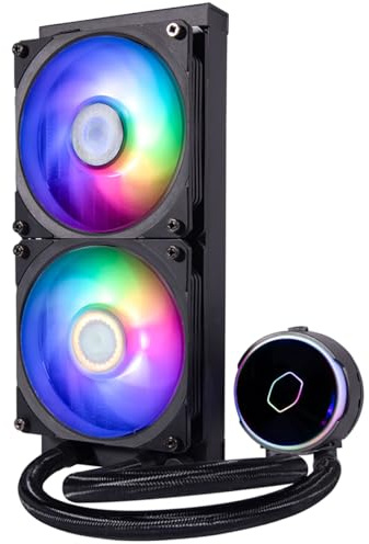 Cooler Master MasterLiquid PL240 FLUX Enfriador líquido para CPU AIO de bucle cerrado, bomba de doble bucle Gen2 ARGB, radiador de 240 mm, ventiladores PL-Flux 120 PWM, AMD Ryzen AM5/AM4,