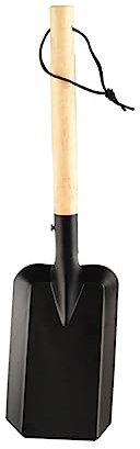 Veemoon Kleine Campingschaufel Holzgriff Gartenschaufel Holzkohleschaufel Kaminschaufel Langstiel Kohlenschaufel Gartenschaufel für BBQ Kamin Aschekehrer Pflanzbedarf Outdoor Wandern