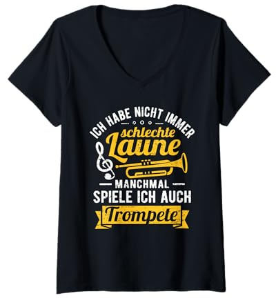 Damen Trompetenspieler Musiker Manchmal spiele ich auch Trompete T-Shirt mit V-Ausschnitt