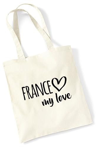 Huuraa Tasche France my love Geschenk 10 Liter Natural Baumwolle France Accessoire