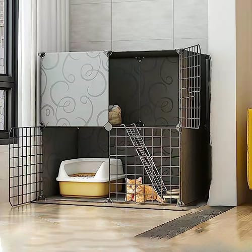 BYERZ Katzenkäfig, Tragbarer Katzenlaufstall, Katzengehege für Den Innenbereich, DIY-katzenlaufstall, Zwinger Aus Metall für Kleine und Mittelgroße Katzen, Extra Großer Katzenkäfig mit Freiem Platz