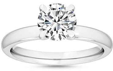Customize Jewel GIA/IGI 0,90 Karat Rundschliff, natürlicher Erdabbau, echter Diamant-Solitär, 4 Zinken, Verlobungsring in 14 Karat Weißgold für Damen, G-SI, natürlicher Diamant, 14 Karat Gold,