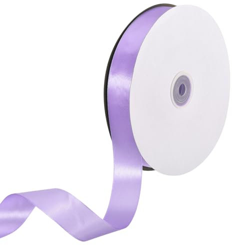 sourcing map Satinband, 2,5 cm x 91 Meter Flieder Einseitiges Polyester Satinband zum Geschenke Verpacken, Basteln, Hochzeitsdekoration, Schleifenbinden
