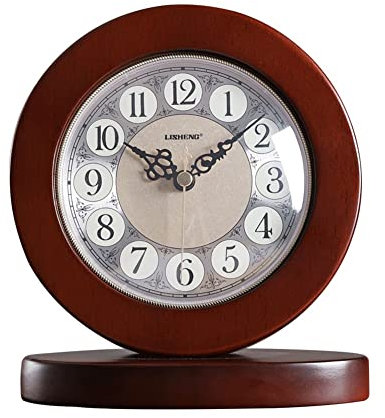 LUOYAOB Vintage Kaminuhr Wooden Mantle Clocks, Bedroom Vintage Desk Clock, Silent Movement Battery Operated Desk Clock, for Living Room, Kitchen, Office & Home Décor