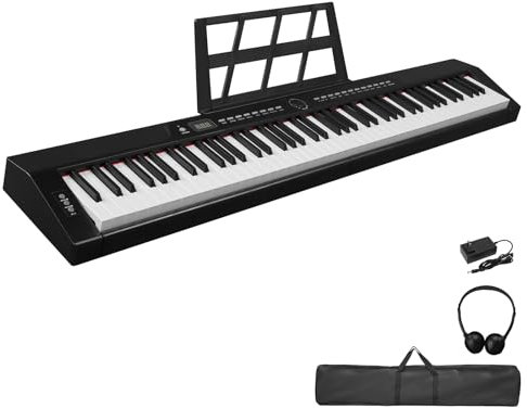 LEADZM 88 Tasten Halbgewichteten Digital Piano, Full Size Keyboard, Elektronische Tastatur mit Stereo, Bluetooth MIDI, Notenständer, Sustain-Pedal, Kopfhörer, Klaviertasche
