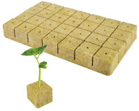 28 Piezas Cubos De Lana De Roca,Sin Suelo Cubos de Lana de Roca,Plantación De Lana De Roca,Bloques De Cultivo De Lana De Roca,para esquejes, clonación, propagación, Crecimiento vigoroso(4X4X4CM)