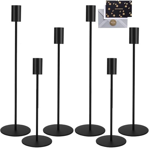 KIMIGO Kerzenständer Schwarz,Hochzeit Kerze Stand,Dekorativer Vintage Kerzenhalter,Elegant Luxuriös Vintage Deko Kerzen Ständer eignen Sich für Party,Hochzeits,Tischdekorationen,Heimdekorationen