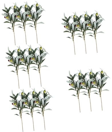 Cabilock 15 Piezas Rama De Olivo Artificial Tallos Verdes Rama De Árbol Ramas De Olivo Falsas para Florero Planta Artificial Decorativa Decoración del Jardín Green De Polivinilo