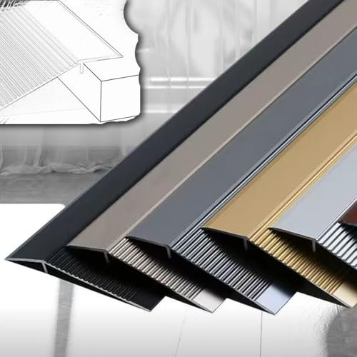 ZIUSFAC Übergangsprofil Laminat Böden Übergangsschiene Kantenleiste Höhenausgleich 2.5-5.5 cm Übergangsstreifen Metall Übergangsleiste Rollstuhlrampe Extra Breit(Gray,120cm/47.2in)