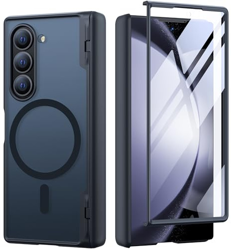 MOBOSI Magnetic for Z Fold 6 Case, [Compatible with Magsafe], Built-in Hinge Protection & Front Screen Protector, Full Body Rugged Shockproof Phone Case Cover for Samsung Galaxy Z Fold6, Matte Black