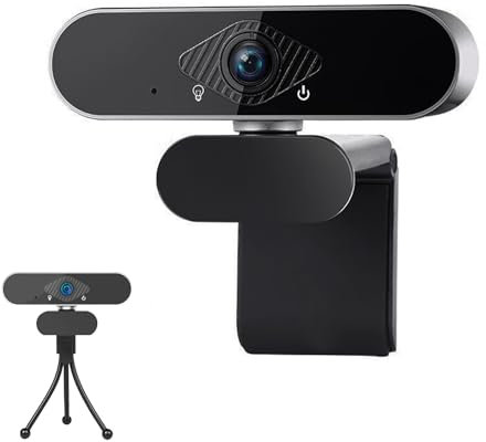 1080p Webcam for PC with Microphone, Plug and Play USB Camera with 360° Rotating Base, Full HD 1080P Streaming Webcam for PC,MAC, Laptop, Silver