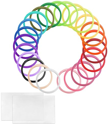 Filamenti per penna 3D PLA, 24 colori da 1,75 mm, 3 metri per colore, totale 72 metri con 2 fogli in PVC trasparente formato A5, filamento per penna 3D compatibile con penna 3D SCRIB3D MYNT3D (penna