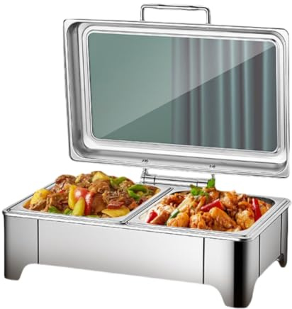 9 litros Perforación chafing dish buffet, Visualización calentador de alimentos, warmhalteplatten für speisen elektrisch, Per Party, Feste, Matrimoni, Banchetti(2 grid punching)