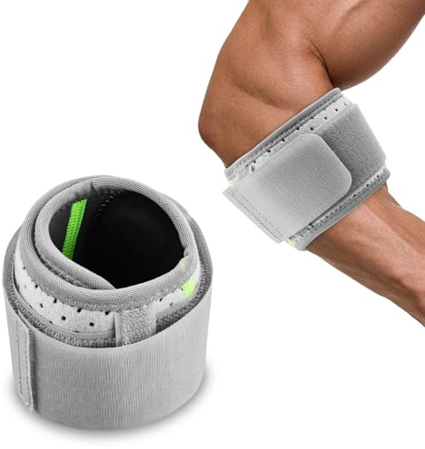 Luxvara Coderas Ajustable, Coderas de Golfista Ajustable, Cinta de Codo Tenista con Almohadilla de Compresión, Codera Hombre Mujer para Tenis, Golf, Levantamiento de Pesas, Gris