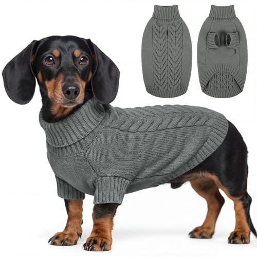 ASENKU Hundtröja stora hundar L, vinter varm hundtröja, tvättbar polotröja stickad hundtröja, stickad tröja för fransk bulldog, schnauzer, maltes, bichon frisör, Boston Terrier