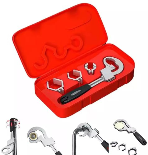 Adjustable Double-Ended Wrench, Universal Spanner Set, Wide Jaw Large Plumbing Spanner Tools, Multifunctional Sink Spanner with Box for Bathroom Kitchen Sink, Valves, Pipes, Faucets, Shower Heads