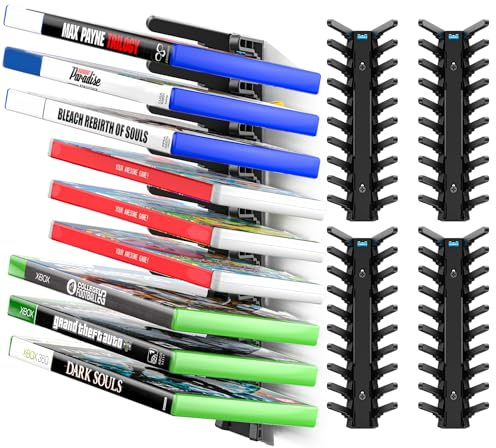 Kosker Torre del Supporto di Archiviazione da Parete con Capienza di 36 Dischi, Giochi Organizer Compatibile con Switch/Xbox/PS4/PS5, Gioco Torre da Muro con a Slot in 3 Misure, 4 Pezzi